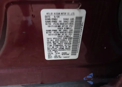 2009 Nissan Murano Sl z USA, uszkodzony, nr VIN JN8AZ18U89W027033